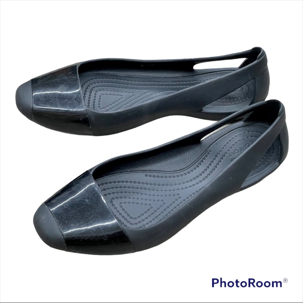 Crocs Iconic Comfort Ballet Flats Black Slip On Size 8 W